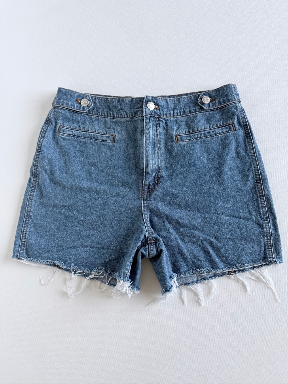 Madewell High Rise Back Seam Raw Hem Denim Shorts Size 29